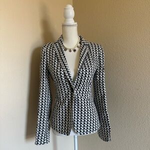 Akris Punto Black White Soundboard Blazer Sz 6 Houndstooth Jacket Luxury Career